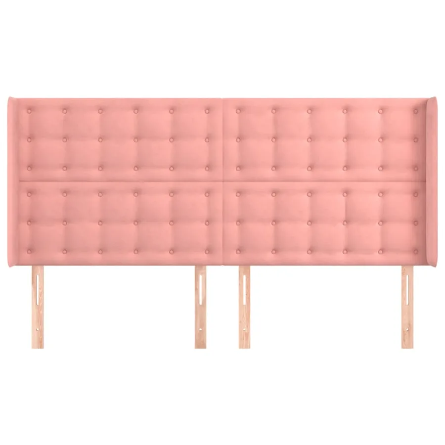 Tête de lit avec oreilles Rose 163x16x118/128 cm Velours - 3