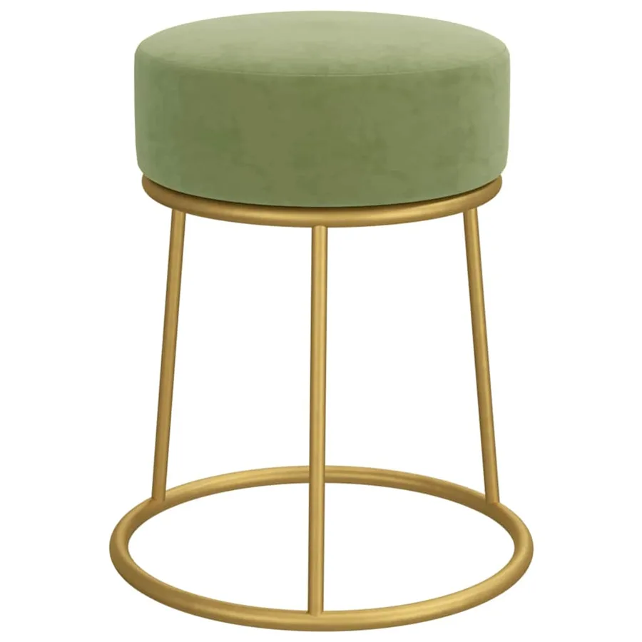 Tabouret rond Vert moutarde Velours - 3
