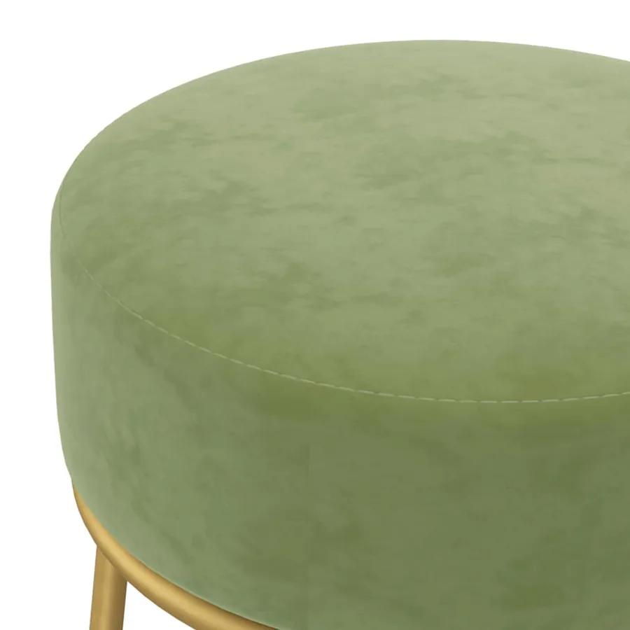 Tabouret rond Vert moutarde Velours - 4