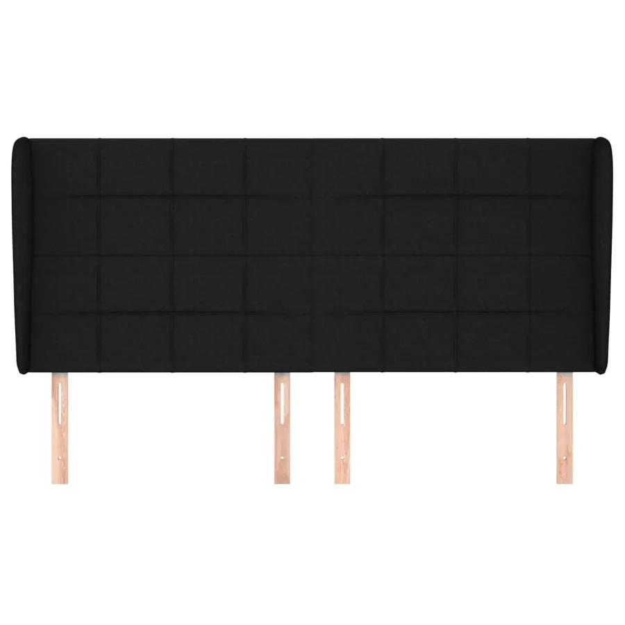 Tête de lit avec oreilles Noir 183x23x118/128 cm Tissu - 3