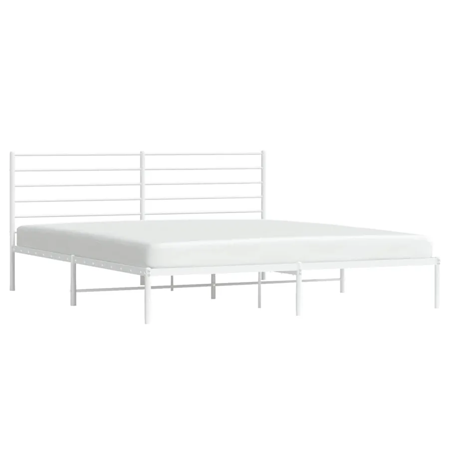 Cadre de lit métal sans matelas et tête de lit blanc 180x200 cm - 5
