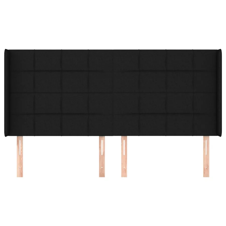 Tête de lit avec oreilles Noir 183x16x118/128 cm Tissu - 3