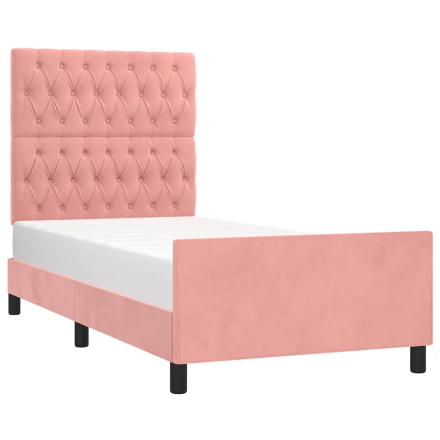 Cadre de lit sans matelas rose 100x200 cm velours - 3