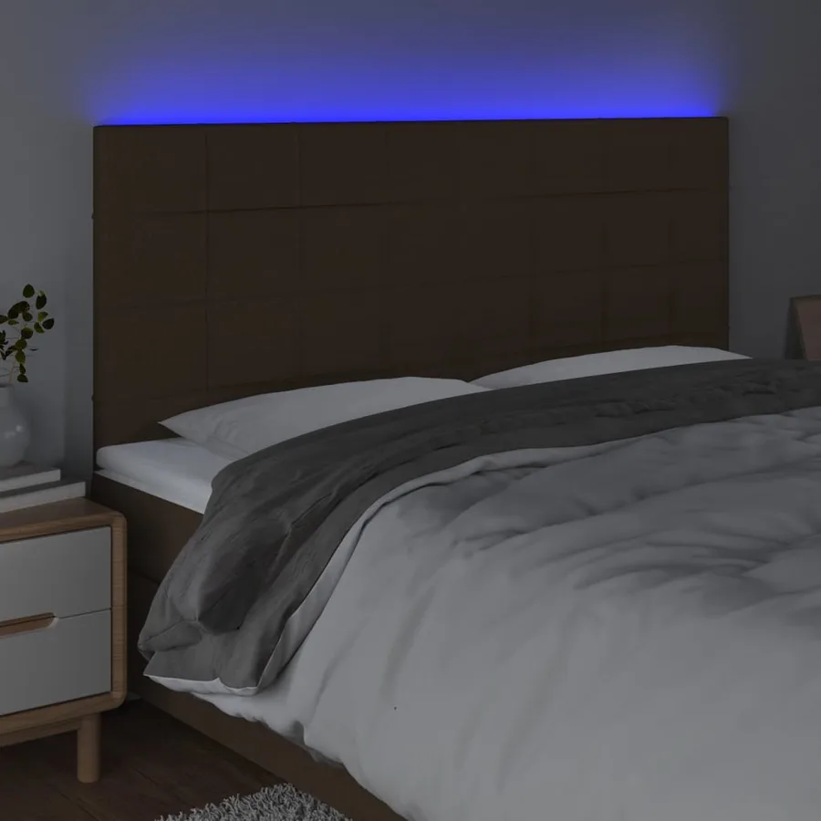 Tête de lit à LED Marron foncé 180x5x118/128 cm Tissu - 3