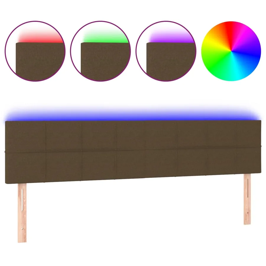 Tête de lit à LED Marron Foncé 180x5x78/88 cm Tissu - 2