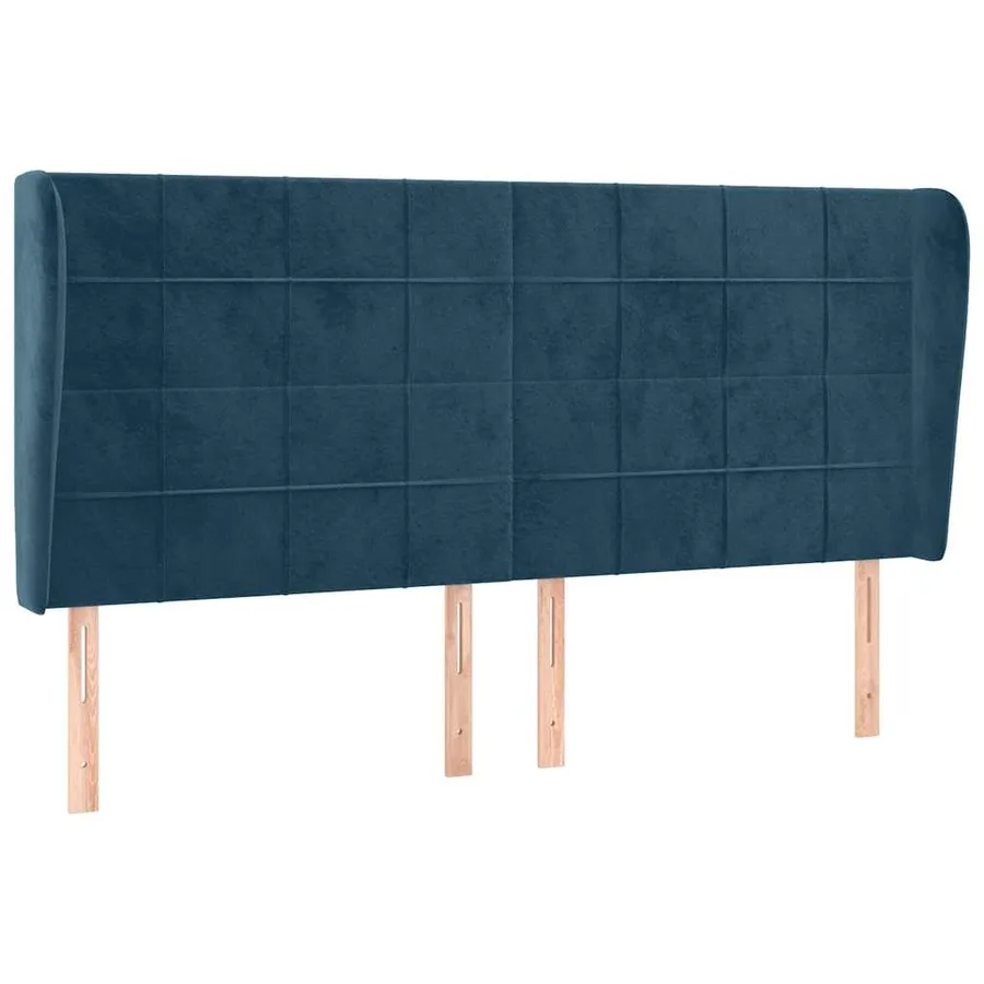 Tête de lit avec oreilles Bleu foncé 183x23x118/128 cm Velours - 2