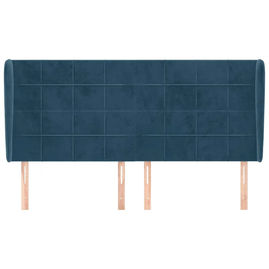 Tête de lit avec oreilles Bleu foncé 183x23x118/128 cm Velours - 3