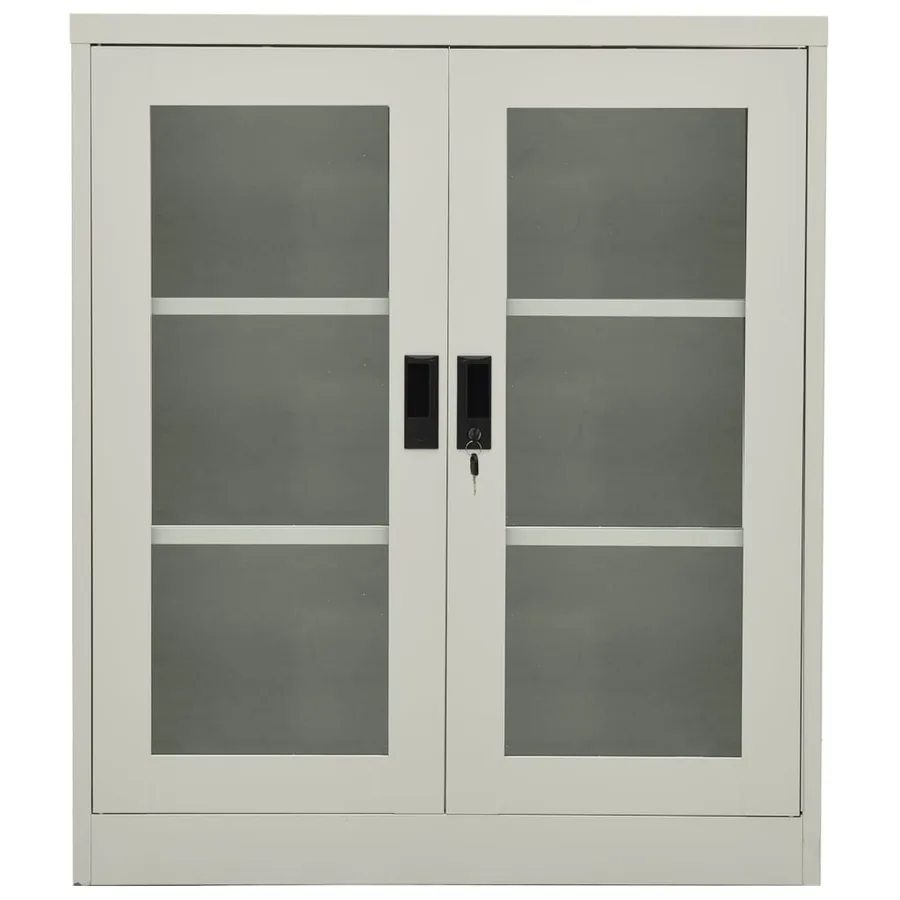 Armoire de bureau Gris clair 90x40x105 cm Acier - 2
