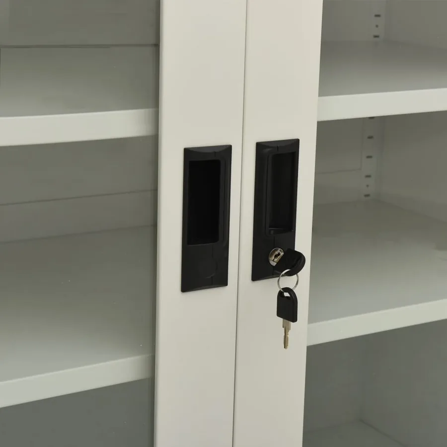 Armoire de bureau Gris clair 90x40x105 cm Acier - 6