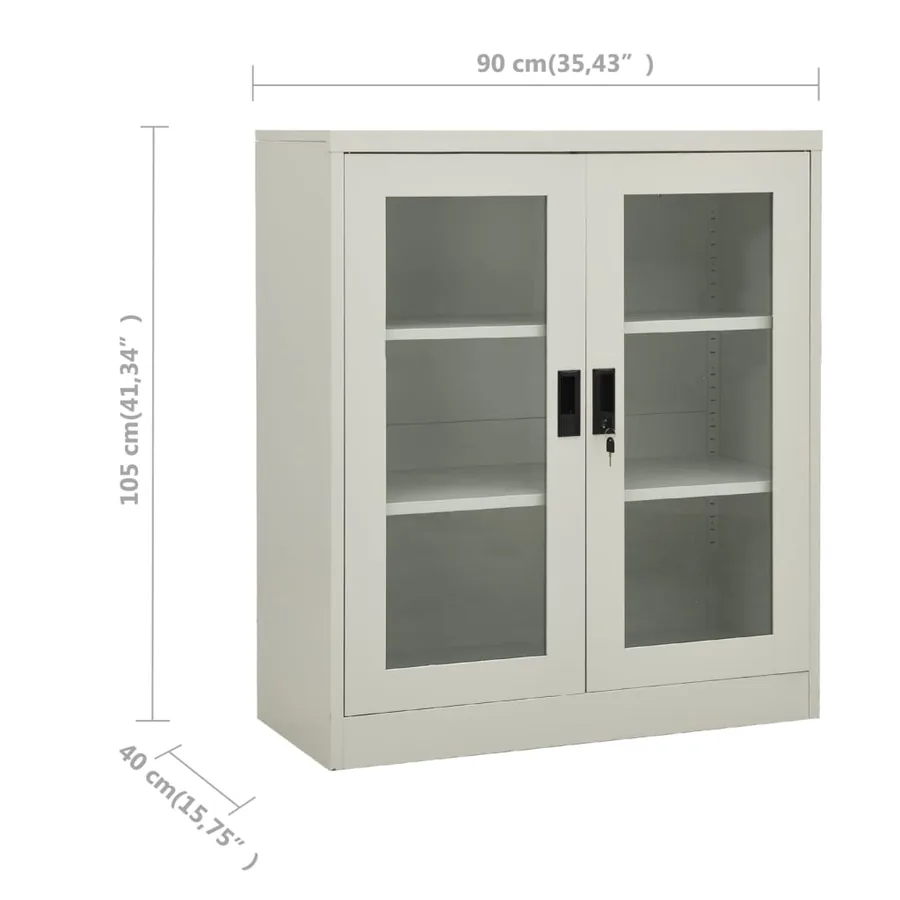 Armoire de bureau Gris clair 90x40x105 cm Acier - 8