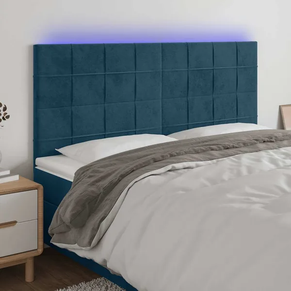 Tête de lit à LED Bleu foncé 180x5x118/128 cm Velours