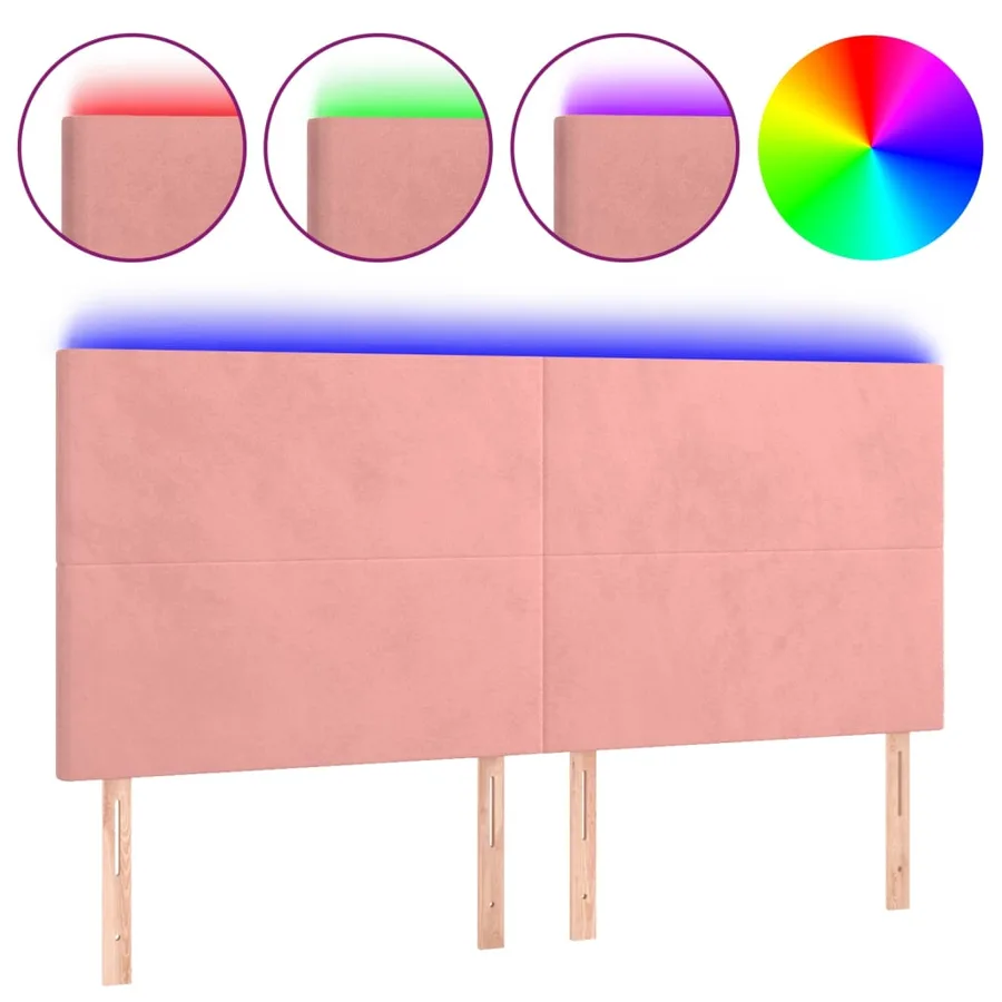 Tête de lit à LED Rose 180x5x118/128 cm Velours - 2