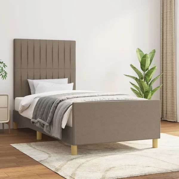 Cadre de lit sans matelas taupe 100x200 cm tissu