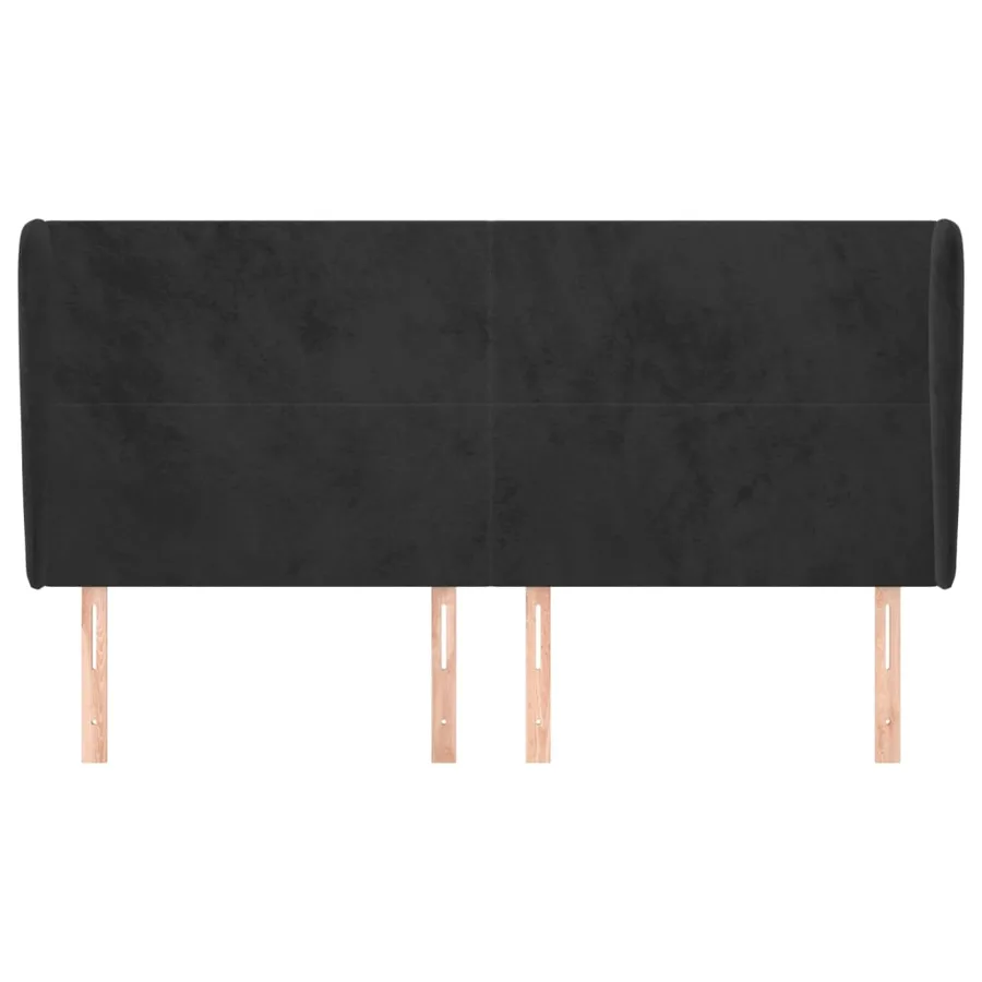 Tête de lit avec oreilles Noir 203x23x118/128 cm Velours - 3