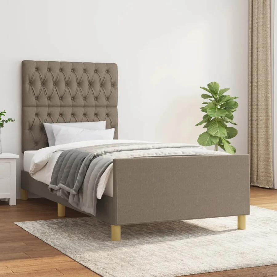 Cadre de lit sans matelas taupe 100x200 cm tissu