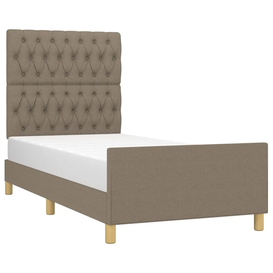 Cadre de lit sans matelas taupe 100x200 cm tissu - 3