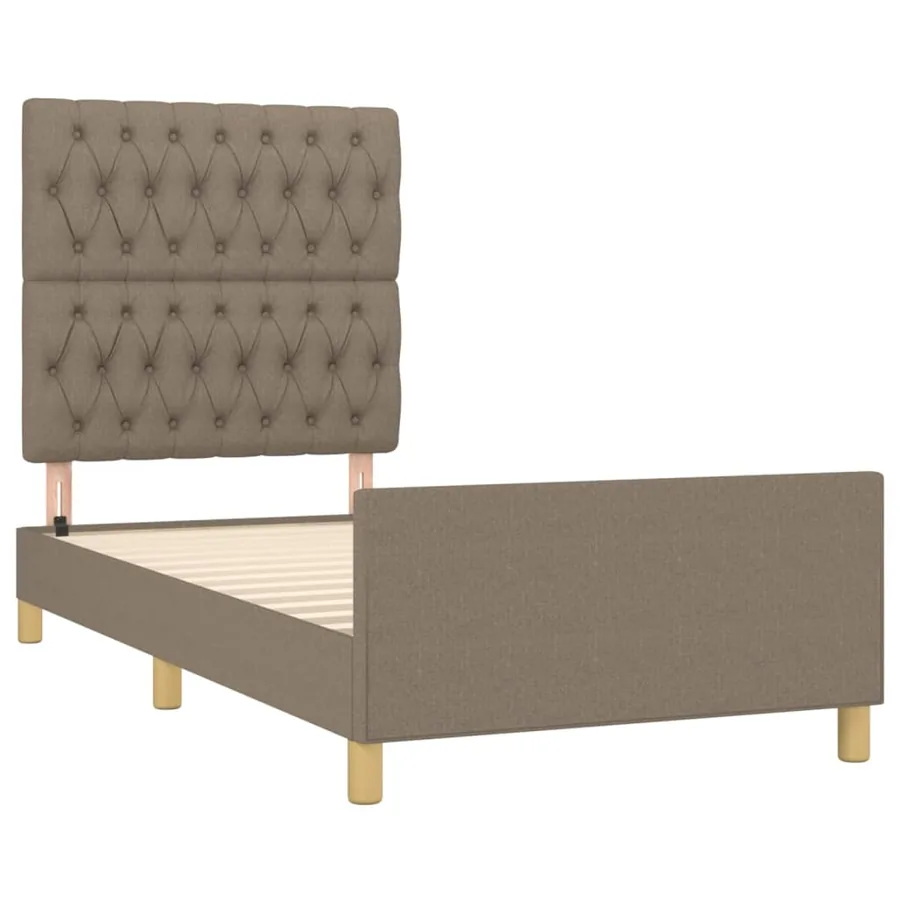 Cadre de lit sans matelas taupe 100x200 cm tissu - 4