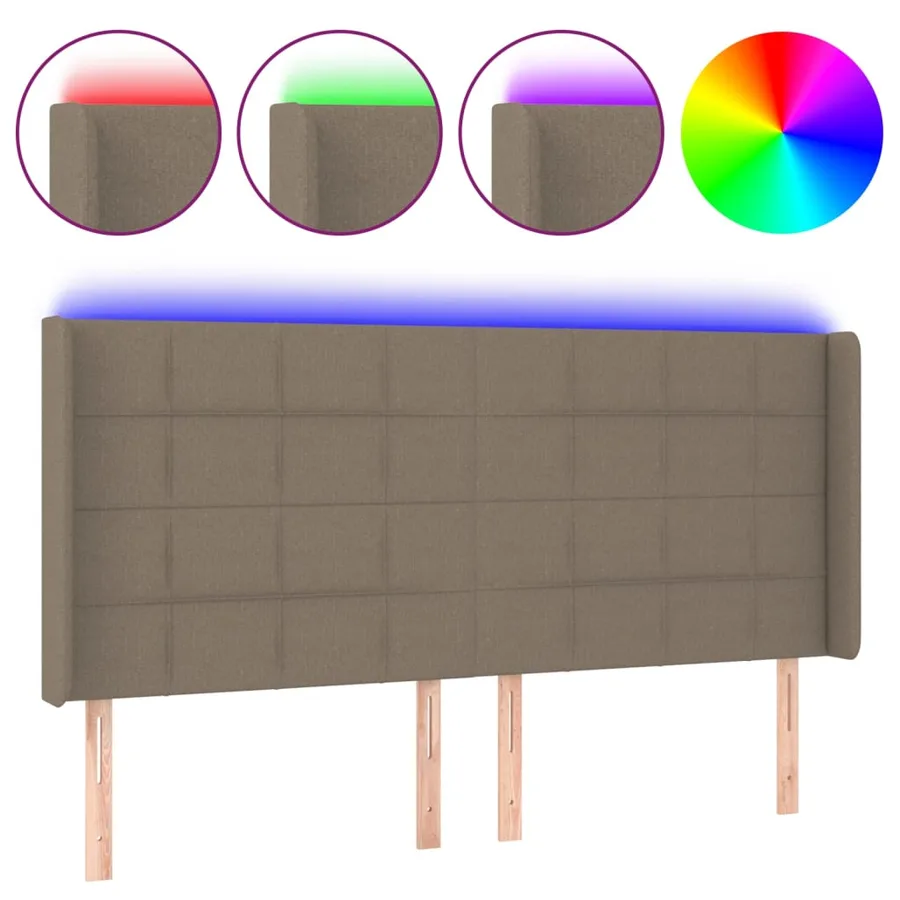 Tête de lit à LED Taupe 203x16x118/128 cm Tissu - 2