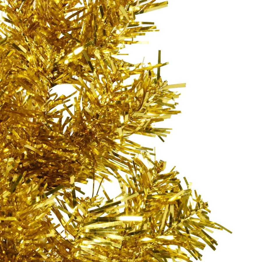 Demi sapin de Noël artificiel mince avec support Doré 210 cm - 6