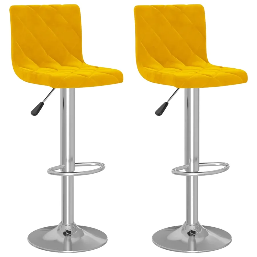 Tabourets de bar lot de 2 jaune moutarde velours - 2