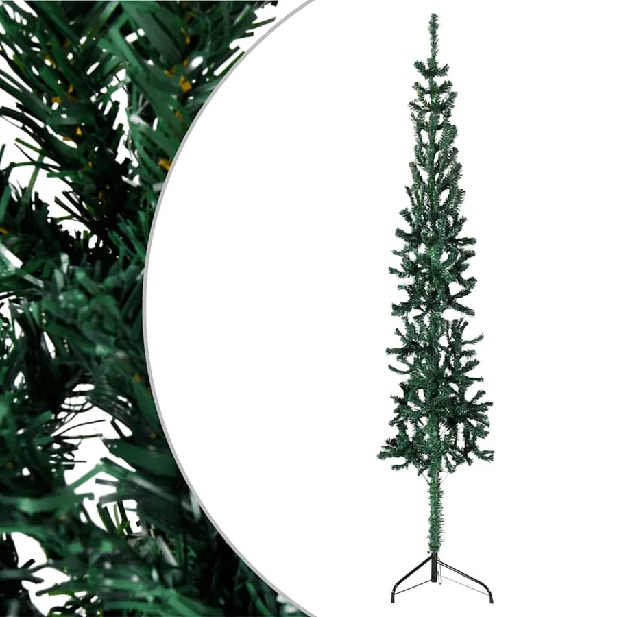 Demi sapin de Noël artificiel mince avec support Vert 120 cm - 3