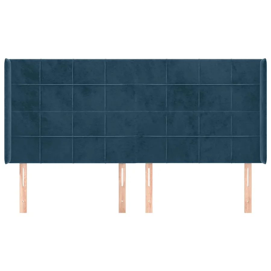 Tête de lit avec oreilles Bleu foncé 203x16x118/128 cm Velours - 3