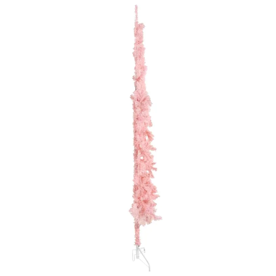 Demi sapin de Noël artificiel mince avec support Rose 240 cm - 5