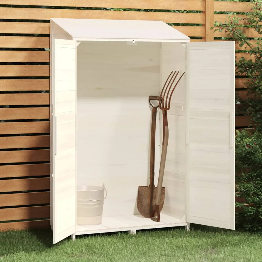 Remise de jardin Blanc 102x52x174,5 cm Bois de sapin solide - 3