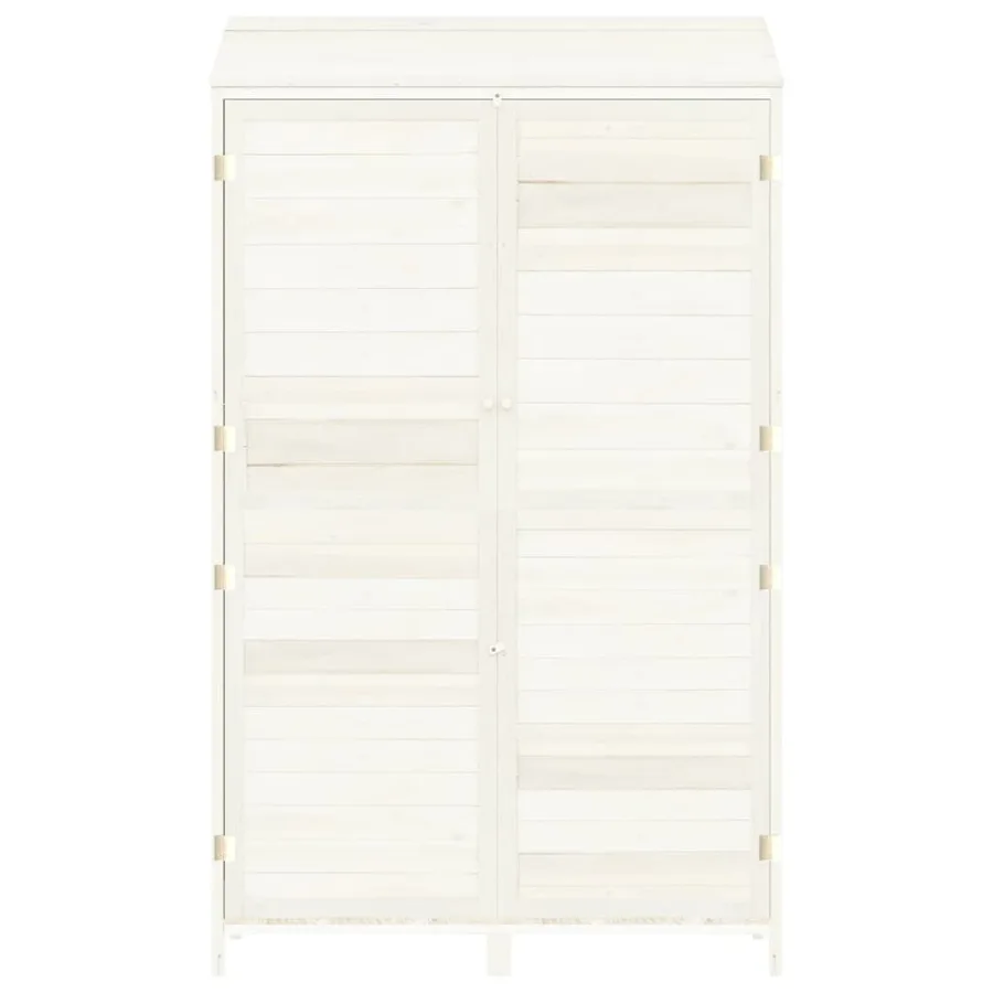 Remise de jardin Blanc 102x52x174,5 cm Bois de sapin solide - 4