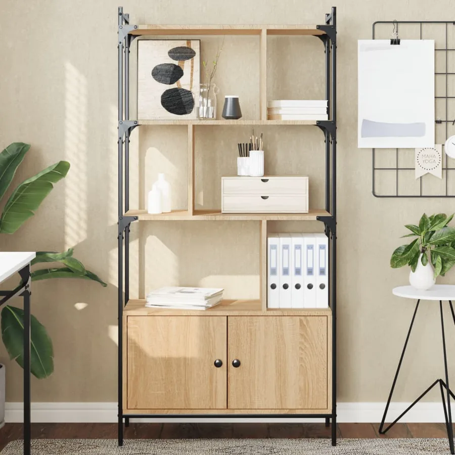 Bibliothèque avec portes Chêne Sonoma 76,5x30x154,5 cm Bois d'ingénierie