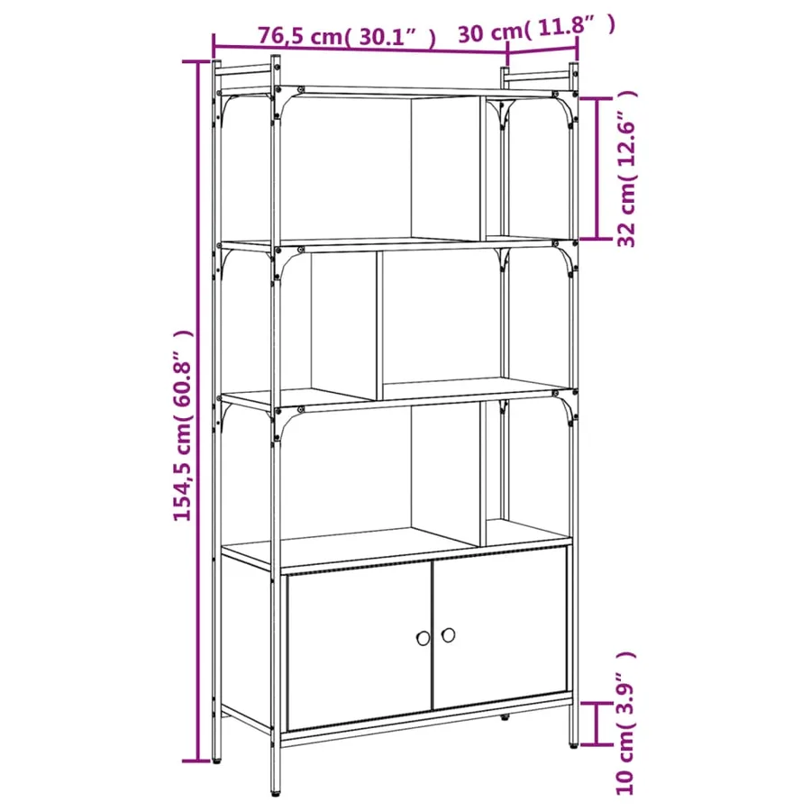 Bibliothèque avec portes Chêne Sonoma 76,5x30x154,5 cm Bois d'ingénierie - 10