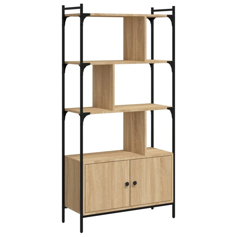 Bibliothèque avec portes Chêne Sonoma 76,5x30x154,5 cm Bois d'ingénierie - 2