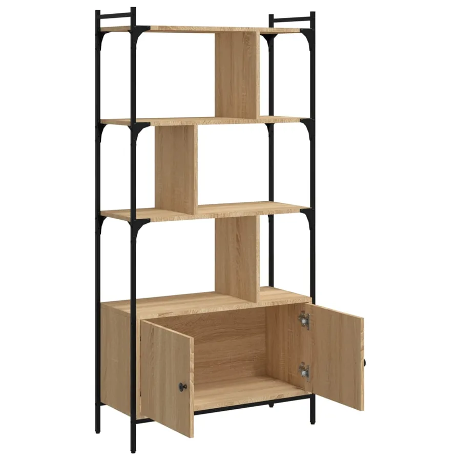 Bibliothèque avec portes Chêne Sonoma 76,5x30x154,5 cm Bois d'ingénierie - 4