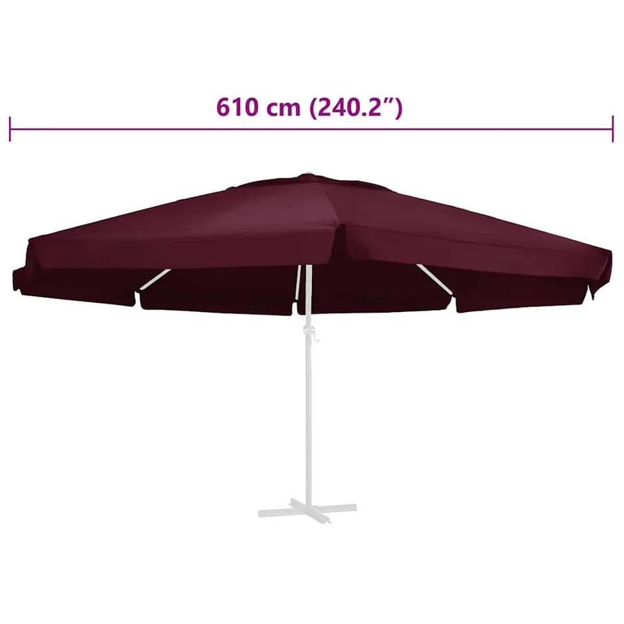 Tissu de remplacement pour parasol d'extérieur Bordeaux 610 cm - 5