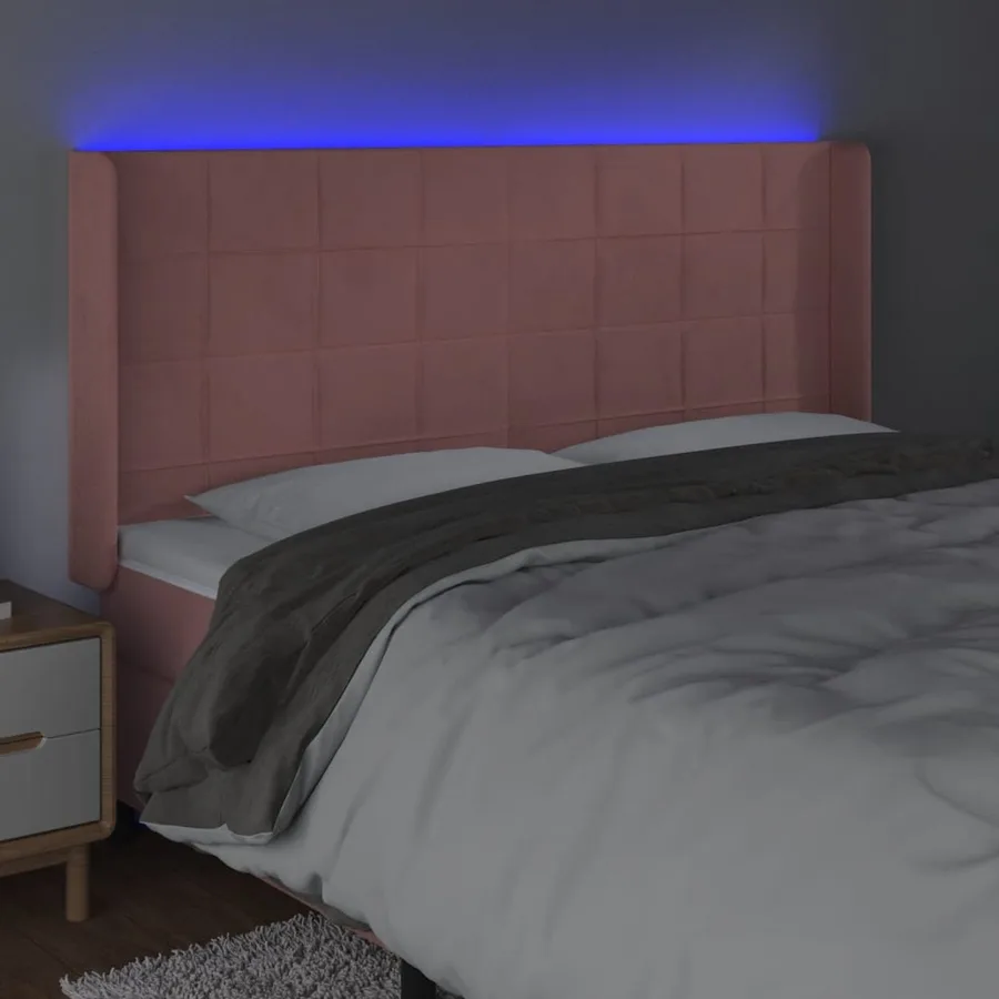 Tête de lit à LED Rose 203x16x118/128 cm Velours - 4