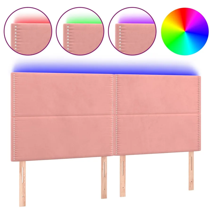 Tête de lit à LED Rose 200x5x118/128 cm Velours - 2