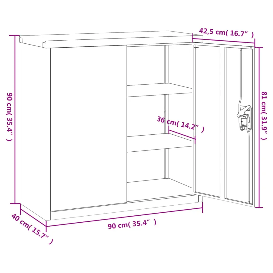 Classeur anthracite 90x40x130 cm acier - 14