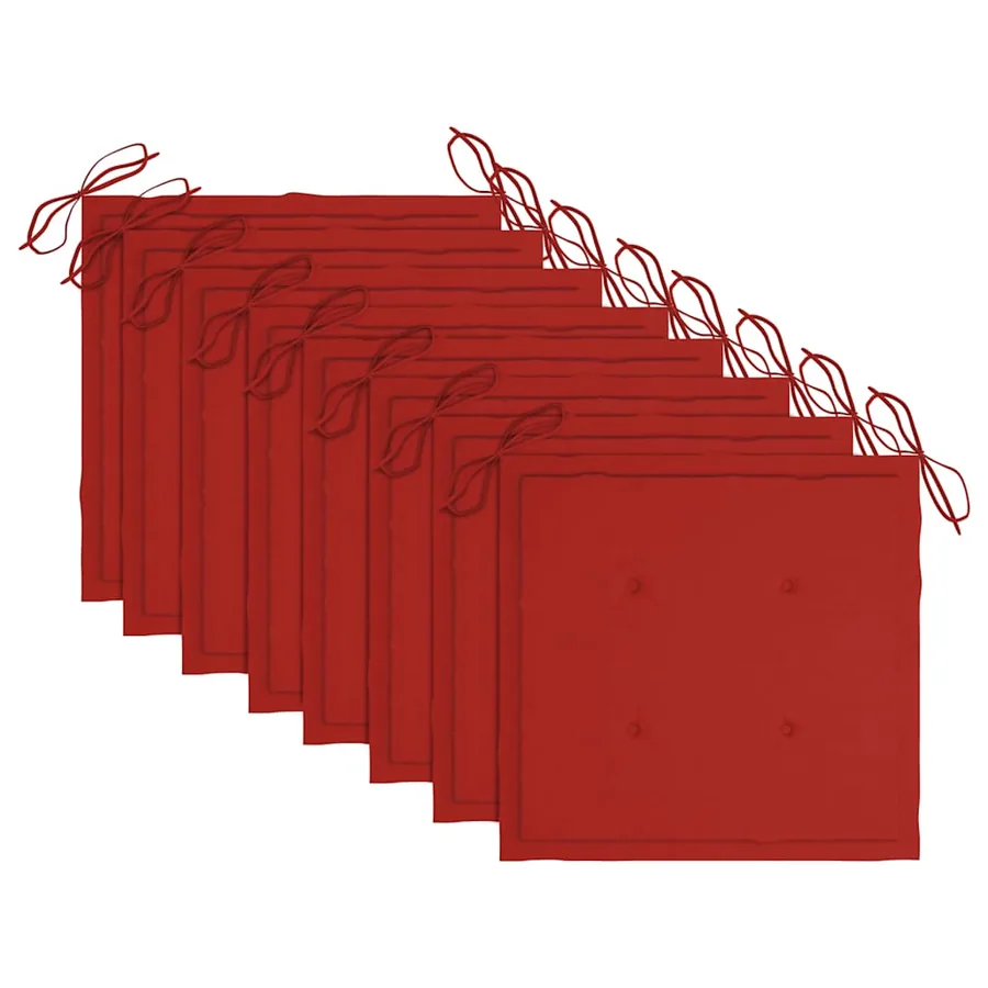 Chaises de jardin avec coussins rouge lot de 8 Teck massif - 6