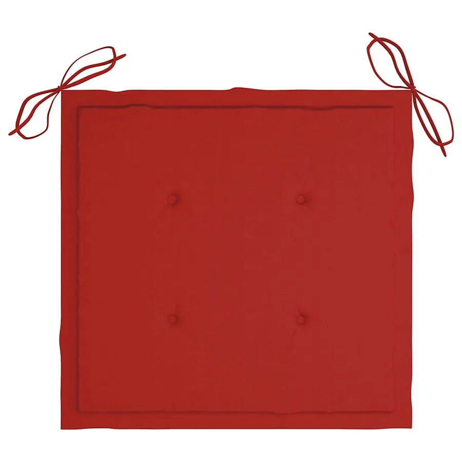 Chaises de jardin avec coussins rouge lot de 8 Teck massif - 7
