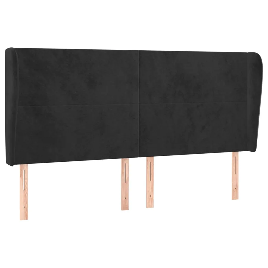 Tête de lit avec oreilles Noir 183x23x118/128 cm Velours - 2