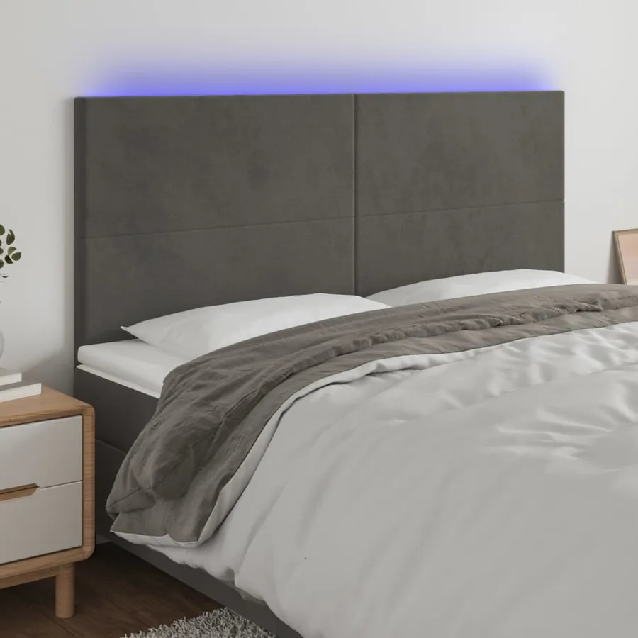 Tête de lit à LED Gris foncé 160x5x118/128 cm Velours