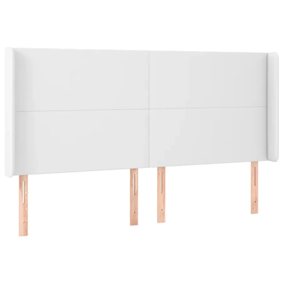 Tête de lit avec oreilles Blanc 163x16x118/128 cm Similicuir - 2