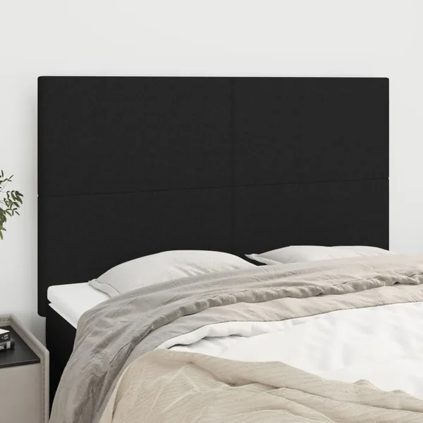 Tête de lit Noir 144x5x118/128 cm Tissu