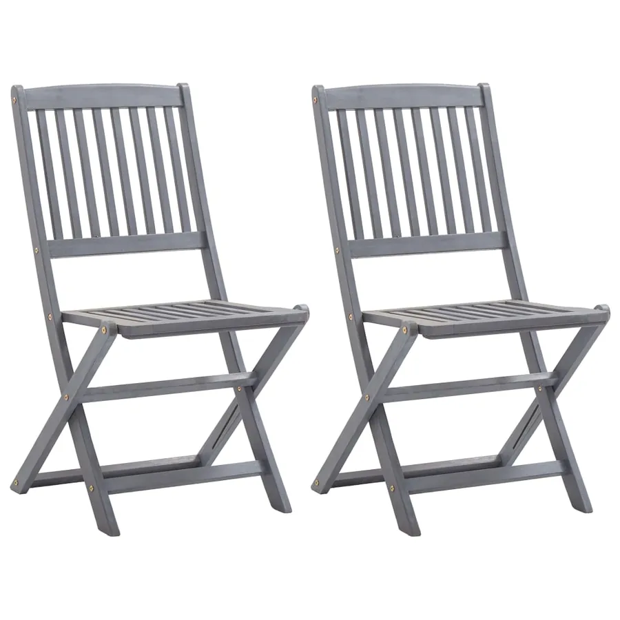 Chaises pliables d'extérieur lot de 2 et coussins Bois d'acacia - 3