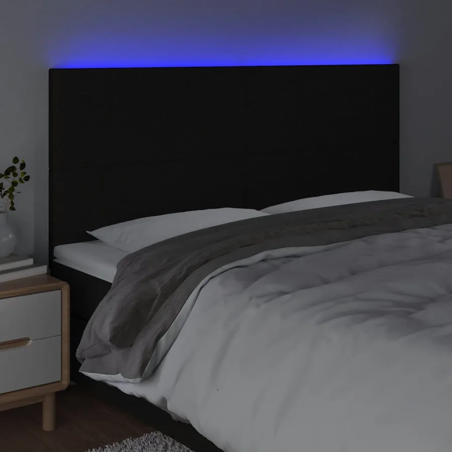 Tête de lit à LED Noir 160x5x118/128 cm Tissu - 3