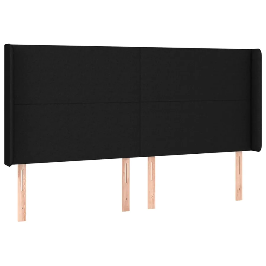 Tête de lit avec oreilles Noir 163x16x118/128 cm Tissu - 2