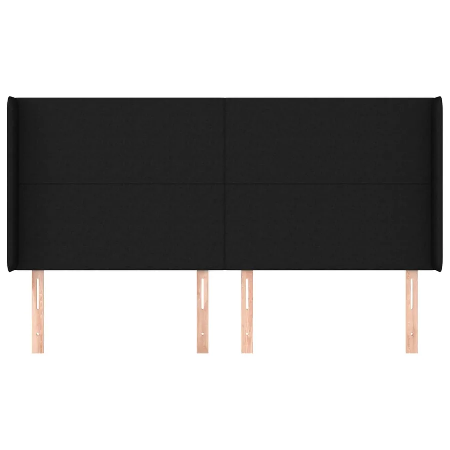 Tête de lit avec oreilles Noir 163x16x118/128 cm Tissu - 3