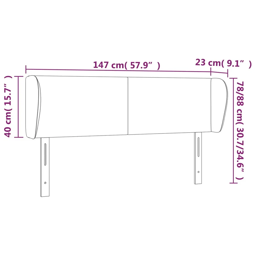 Tête de lit avec oreilles Blanc 147x23x78/88 cm Similicuir - 9