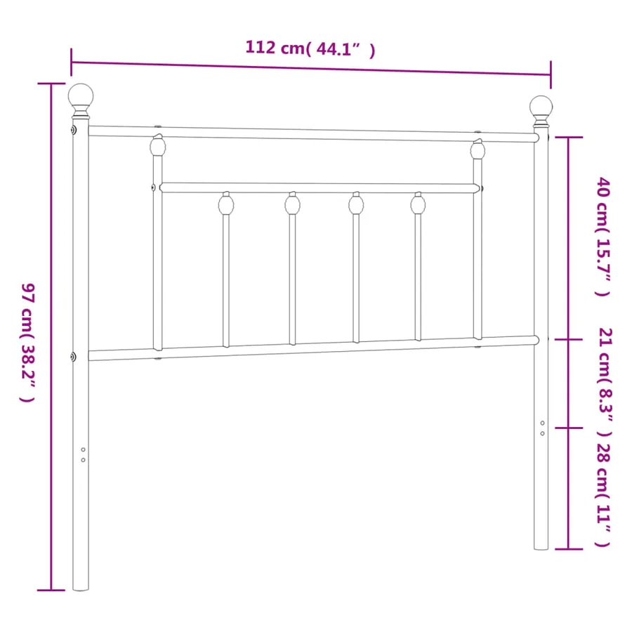 Tête de lit de remplacement métal noir 107 cm - 7