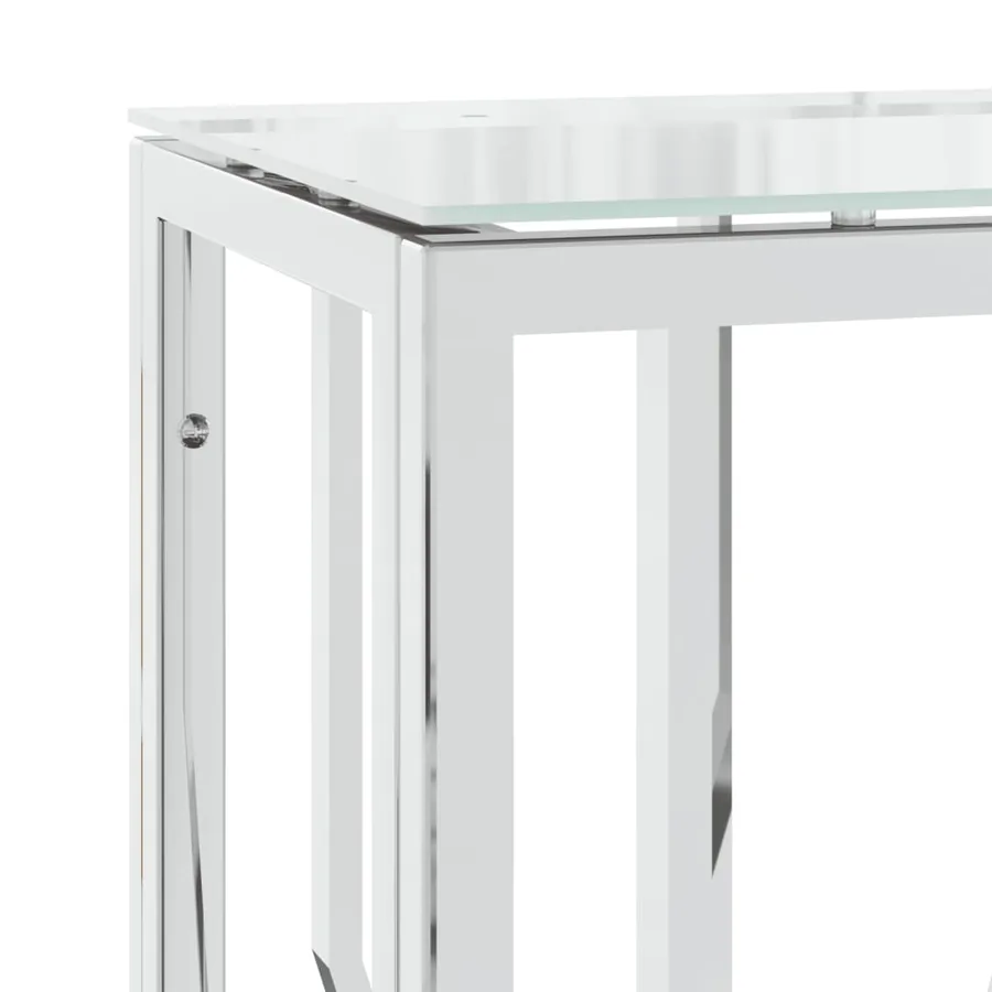 Table console 70x30x70 cm acier inoxydable et verre - 5
